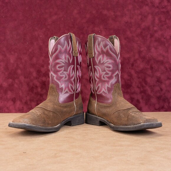 Ariat Women Delilah Brown Pink Leather Cowboy Western Boots sz 7 - Picture 3 of 9